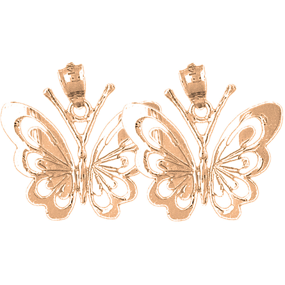 14K or 18K Gold 22mm Butterflies Earrings