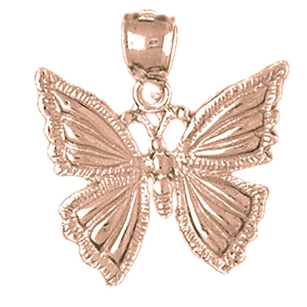10K, 14K or 18K Gold Butterflies Pendant