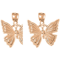 14K or 18K Gold 22mm Butterflies Earrings
