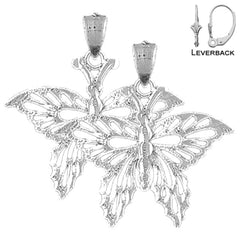 Pendientes de Mariposas de Oro de 14K o 18K de 28mm