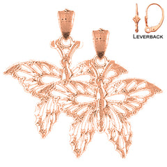 Pendientes de Mariposas de Oro de 14K o 18K de 28mm