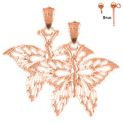 Pendientes de Mariposas de Oro de 14K o 18K de 28mm