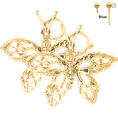 Pendientes de Mariposas de Oro de 14K o 18K de 28mm
