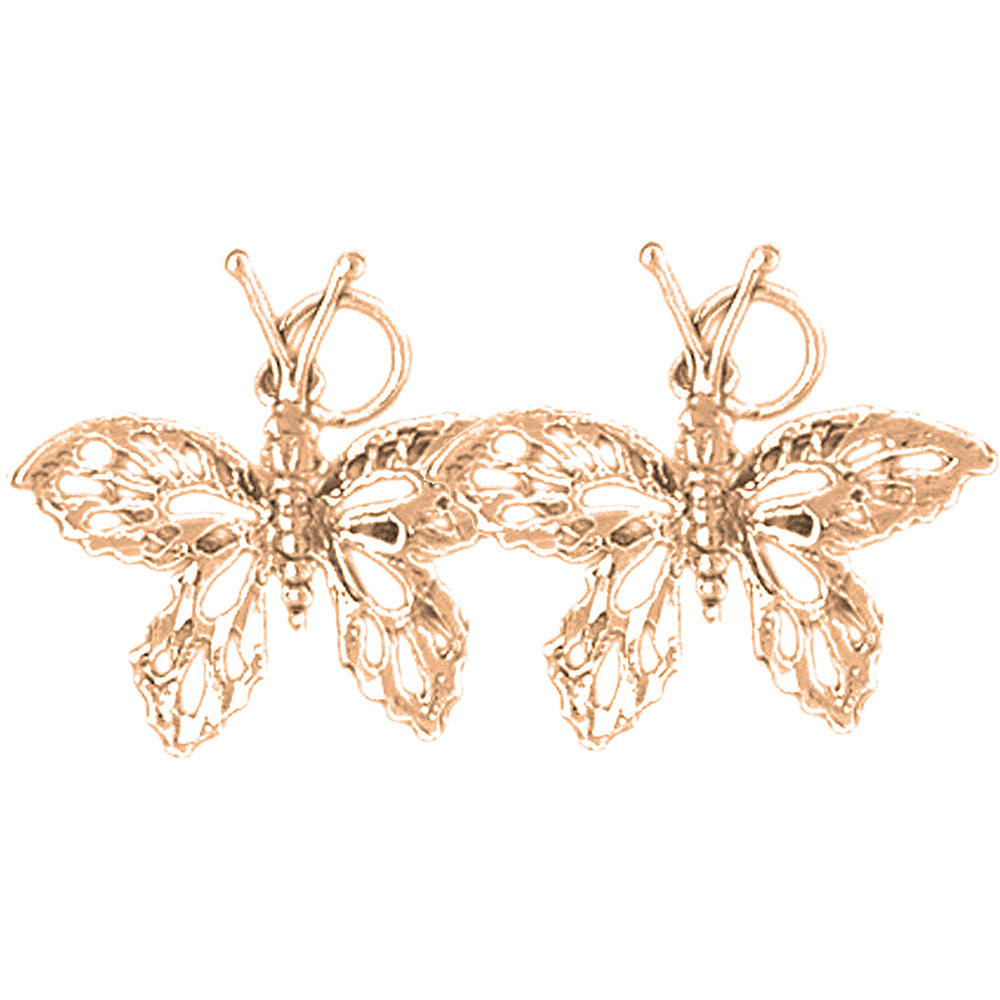 14K or 18K Gold 28mm Butterflies Earrings
