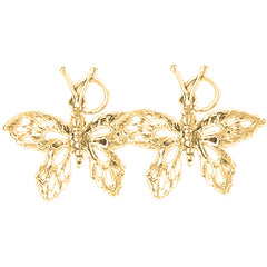 14K or 18K Gold 28mm Butterflies Earrings