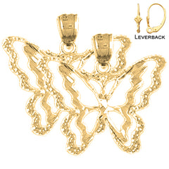 Sterling Silver 20mm Butterflies Earrings (White or Yellow Gold Plated)