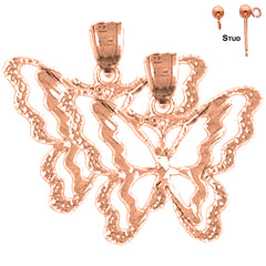 Pendientes Mariposas de Oro de 14K o 18K de 20mm
