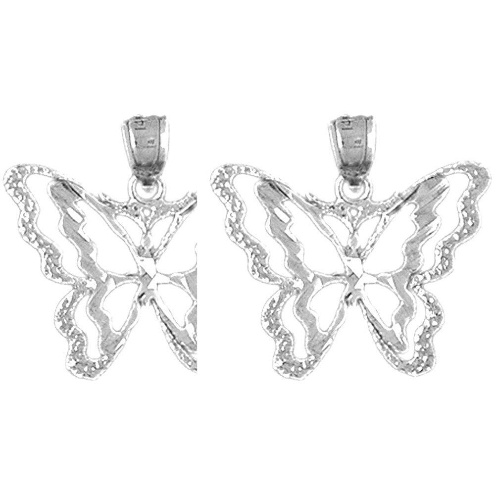 Sterling Silver 20mm Butterflies Earrings