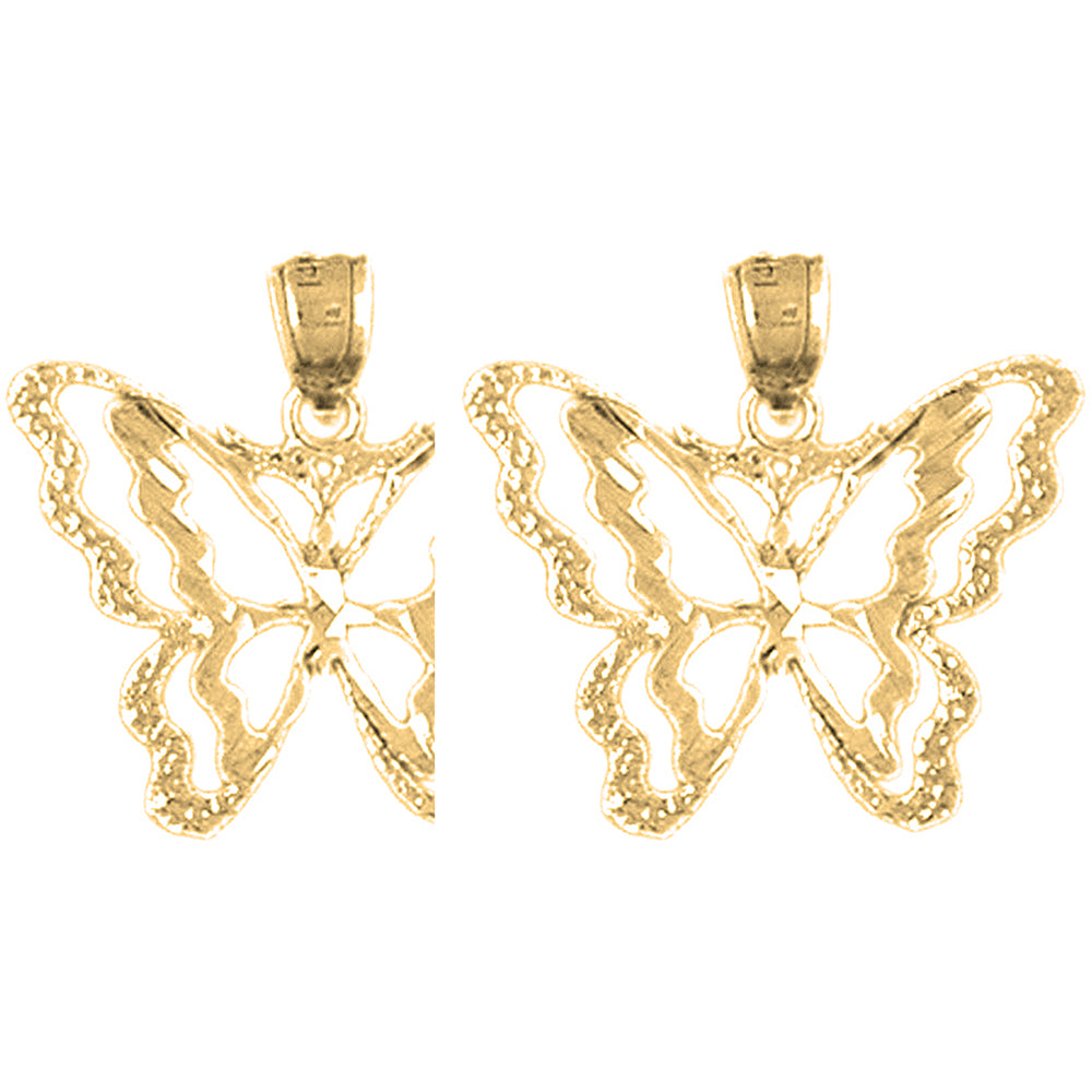 Yellow Gold-plated Silver 20mm Butterflies Earrings