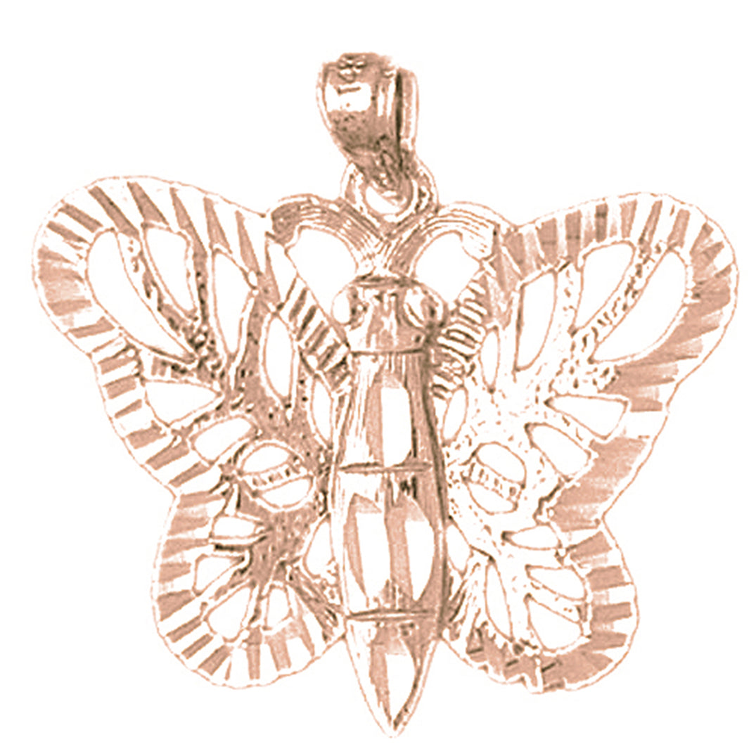 10K, 14K or 18K Gold Butterflies Pendant