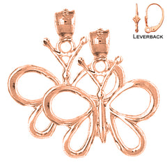 Pendientes Mariposas de Oro de 14K o 18K de 22mm