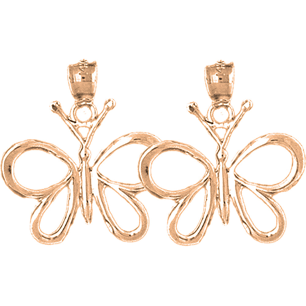 14K or 18K Gold 22mm Butterflies Earrings