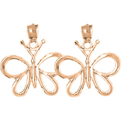 14K or 18K Gold 22mm Butterflies Earrings