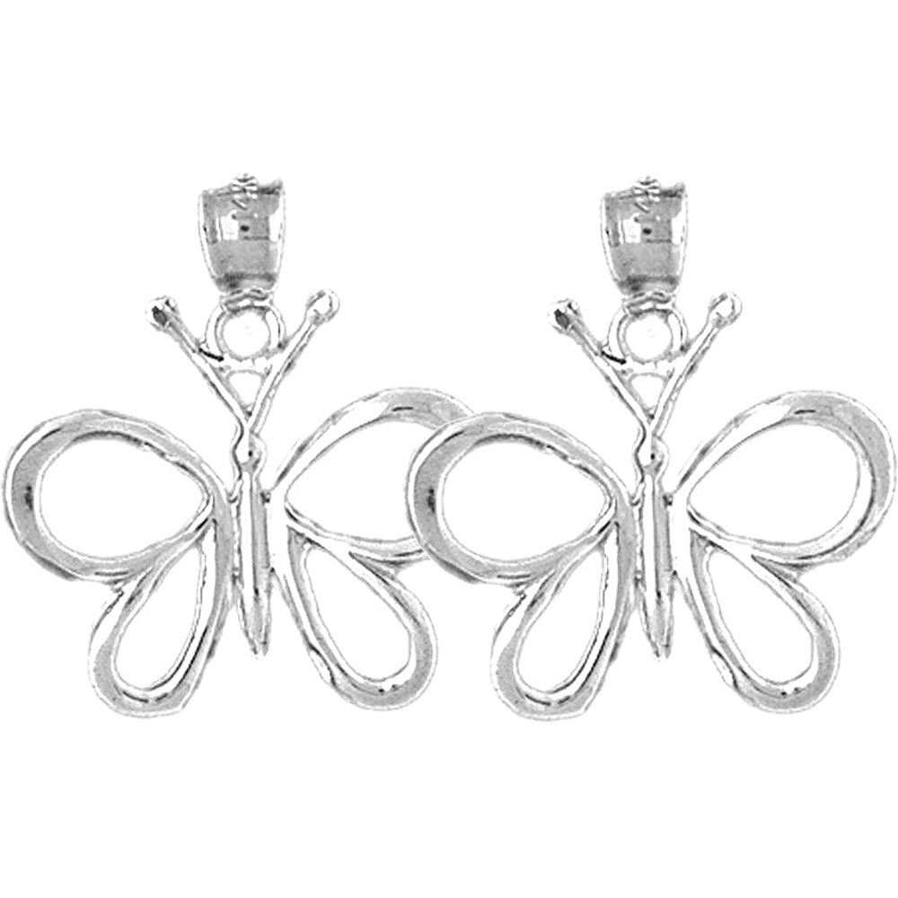 Sterling Silver 22mm Butterflies Earrings