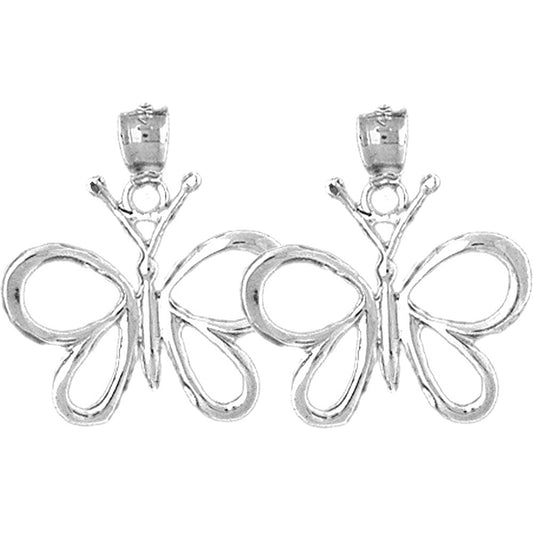 Sterling Silver 22mm Butterflies Earrings