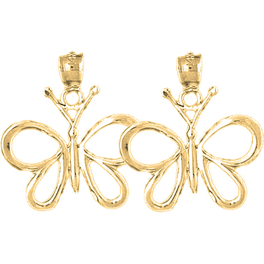 14K or 18K Gold 22mm Butterflies Earrings