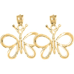 Yellow Gold-plated Silver 22mm Butterflies Earrings