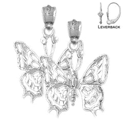 Pendientes de Mariposas de Oro de 14K o 18K de 25mm