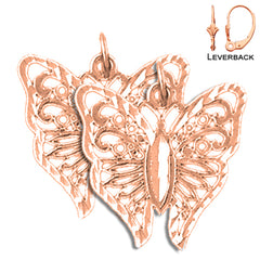 Pendientes Mariposas de Oro de 14K o 18K de 20mm