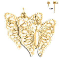 Pendientes Mariposas de Oro de 14K o 18K de 20mm
