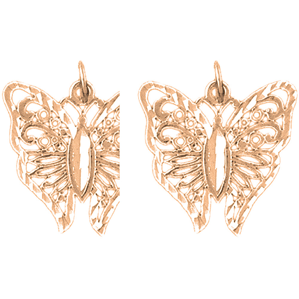 14K or 18K Gold 20mm Butterflies Earrings