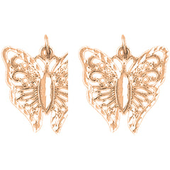 14K or 18K Gold 20mm Butterflies Earrings