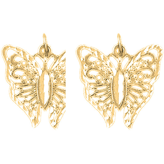 14K or 18K Gold 20mm Butterflies Earrings