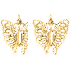 14K or 18K Gold 20mm Butterflies Earrings