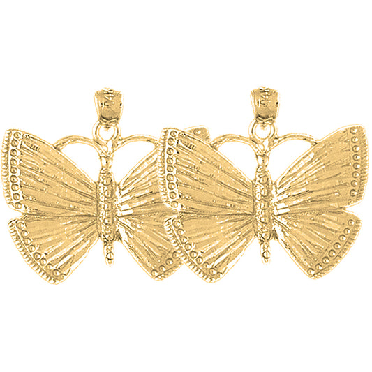 14K or 18K Gold 23mm Butterflies Earrings