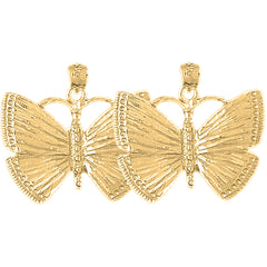 14K or 18K Gold 23mm Butterflies Earrings