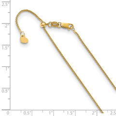 14K Yellow Gold Adjustable 1mm Wheat Chain