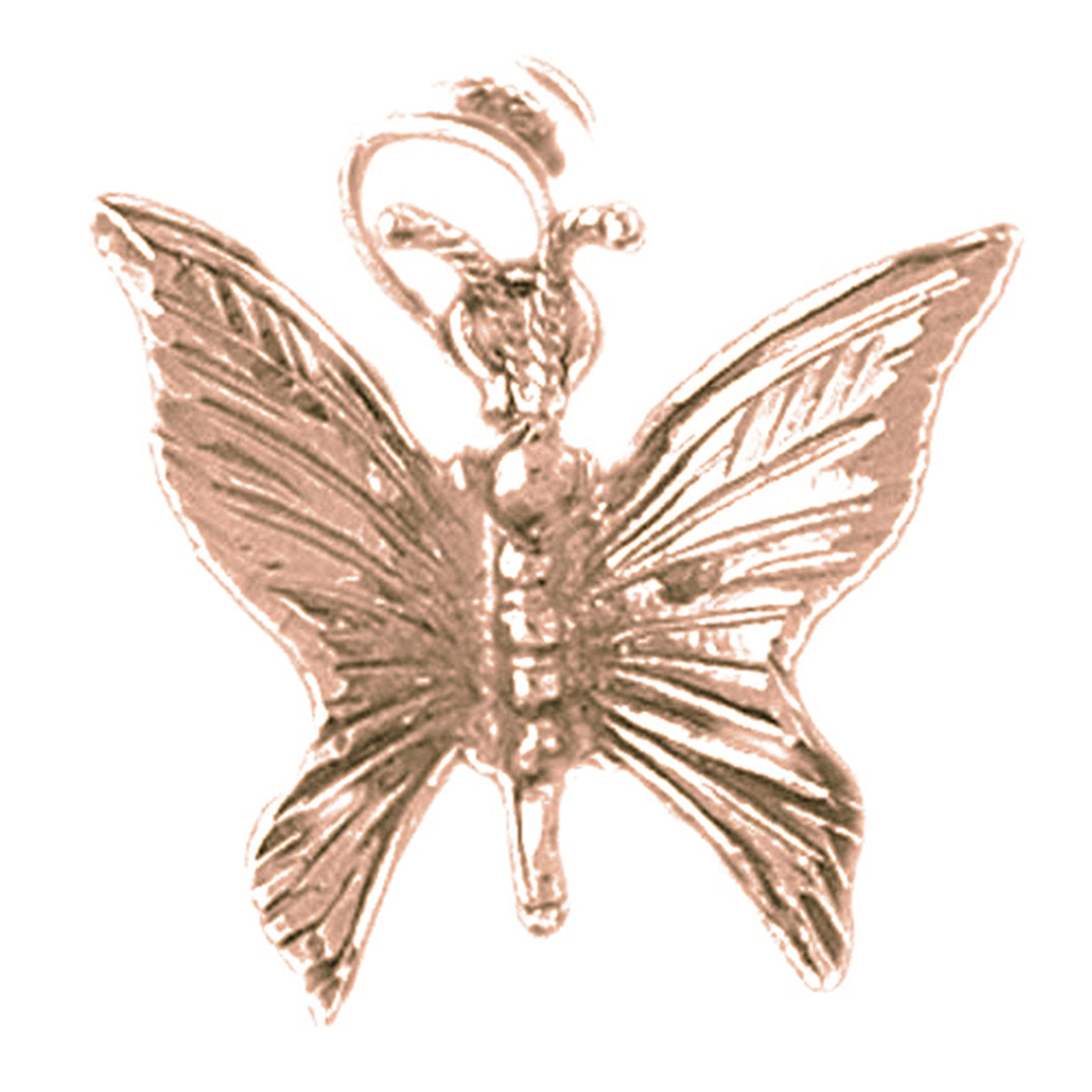 10K, 14K or 18K Gold Butterflies Pendant