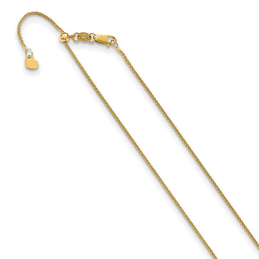 14K Yellow Gold Adjustable 1mm Wheat Chain