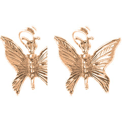 14K or 18K Gold 20mm Butterflies Earrings