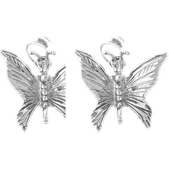 14K or 18K Gold 20mm Butterflies Earrings