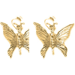 14K or 18K Gold 20mm Butterflies Earrings