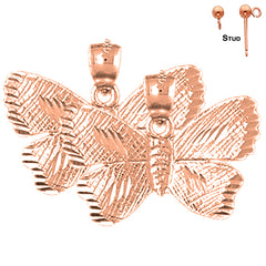 Pendientes de Mariposas de Oro de 14K o 18K de 17mm