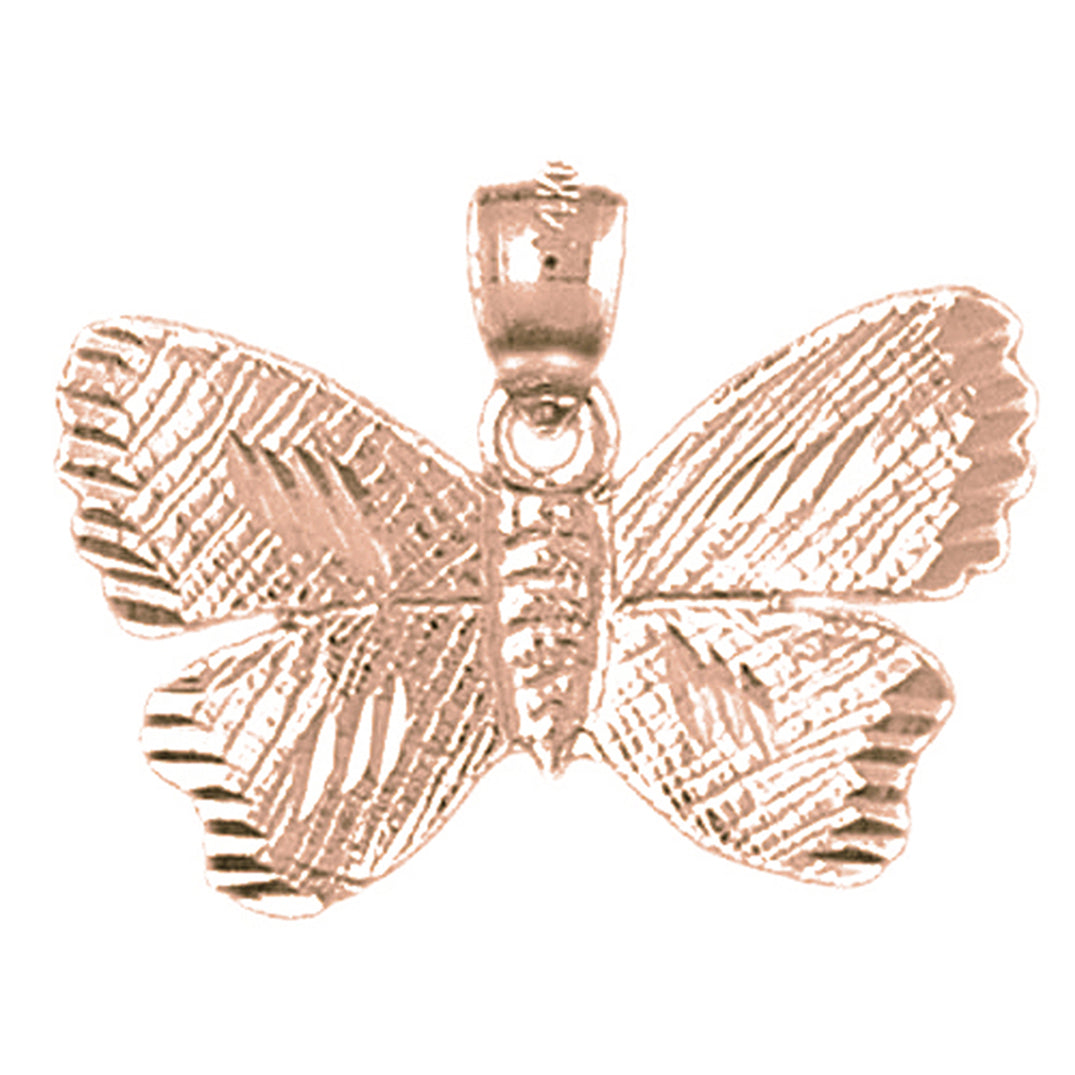 10K, 14K or 18K Gold Butterflies Pendant