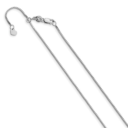 14K White Gold Adjustable .9mm Box Chain
