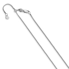 14K White Gold Adjustable .9mm Box Chain
