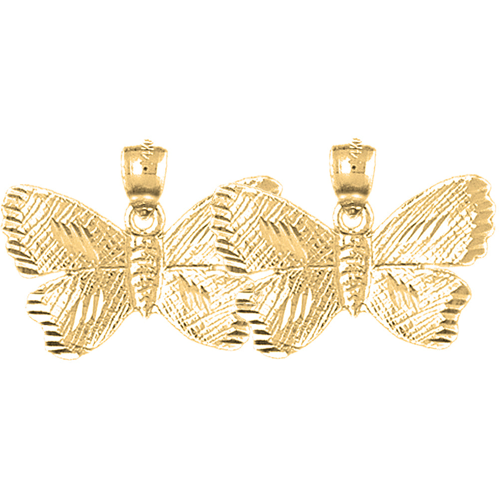 Yellow Gold-plated Silver 17mm Butterflies Earrings
