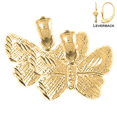 Pendientes de Mariposas de Oro de 14K o 18K de 15mm
