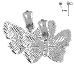 Pendientes de Mariposas de Oro de 14K o 18K de 15mm