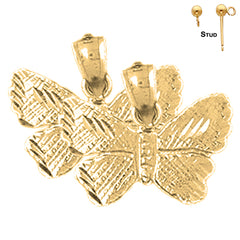 Pendientes de Mariposas de Oro de 14K o 18K de 15mm