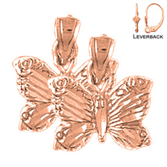 Pendientes de Mariposas de Oro de 14K o 18K de 15mm
