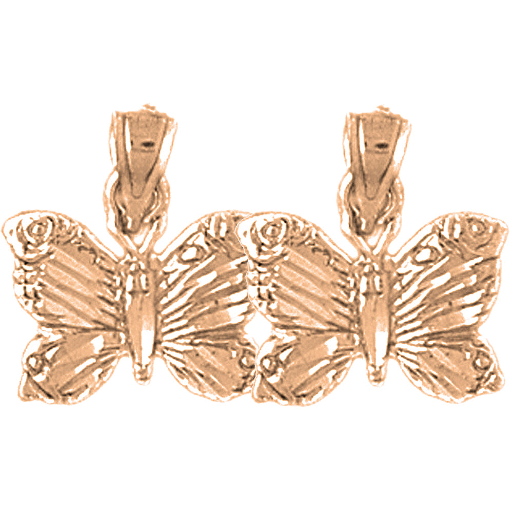 14K or 18K Gold 15mm Butterflies Earrings