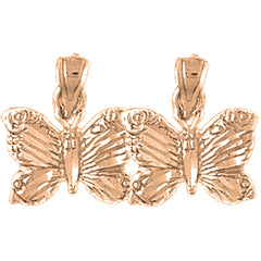 14K or 18K Gold 15mm Butterflies Earrings
