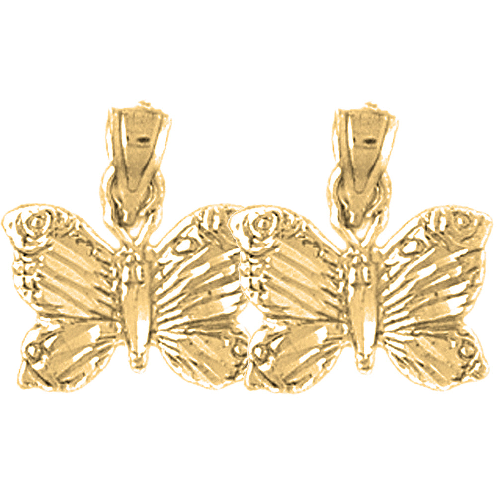 Yellow Gold-plated Silver 15mm Butterflies Earrings
