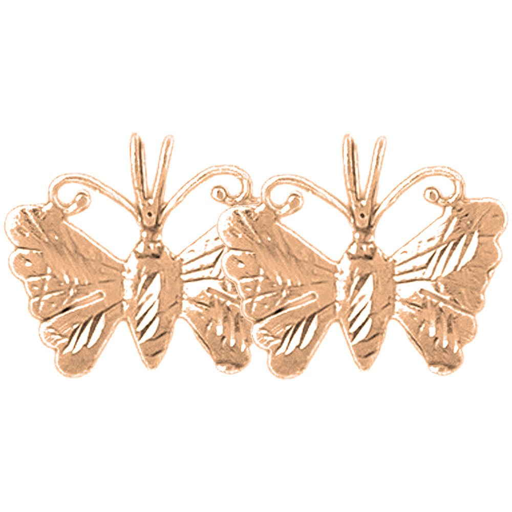 14K or 18K Gold 15mm Butterflies Earrings