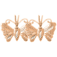 14K or 18K Gold 15mm Butterflies Earrings
